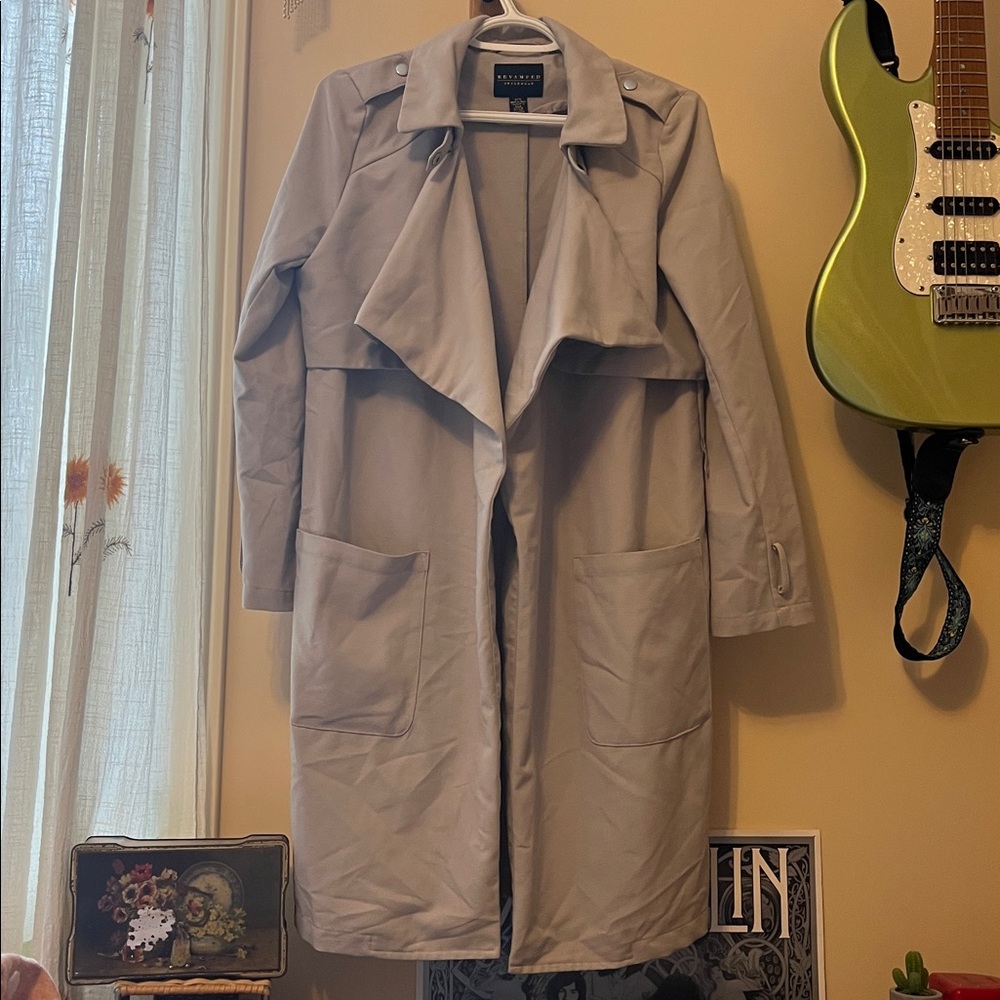 Revamped Outerwear grey trench coat